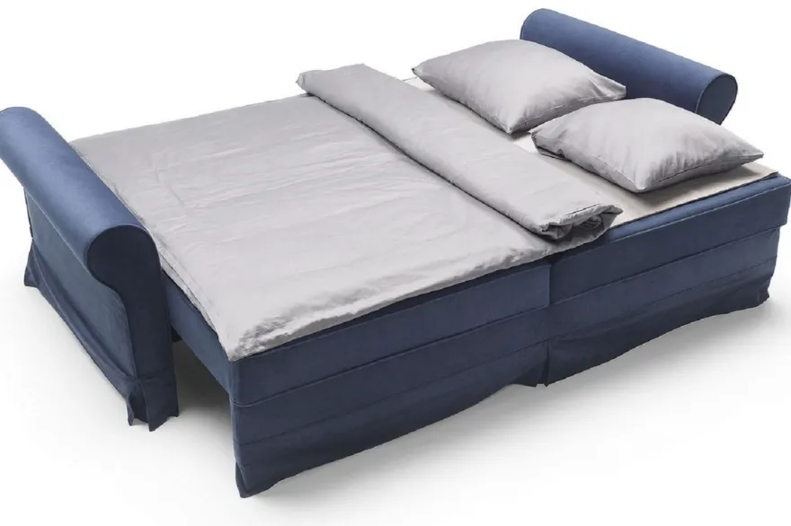 Casa Padrino Luxus Sofa Blau 239 x 110 x H. 90 cm - Wohnzimmer Sofa mit Schlaffunktion - Wohnzimmer Möbel - Luxus Möbel - Luxus Interior