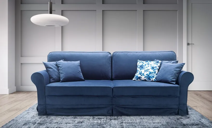 Casa Padrino Luxus Sofa Blau 239 x 110 x H. 90 cm - Wohnzimmer Sofa mit Schlaffunktion - Wohnzimmer Möbel - Luxus Möbel - Luxus Interior