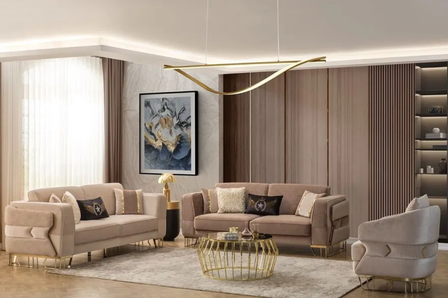 Casa Padrino Luxus Sofa Braun / Gold 230 x 90 x H. 77 cm - Wohnzimmer Sofa - Hotel Sofa - Wohnzimmer Möbel - Hotel Möbel - Luxus Möbel - Wohnzimmer Einrichtung - Luxus Einrichtung