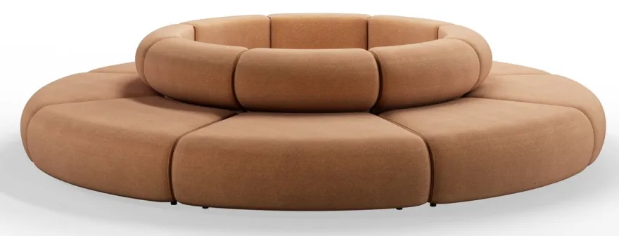 Casa Padrino Luxus Sofa Braun Ø 340 x H. 72 cm - Rundes Modulares Sofa - Luxus Möbel