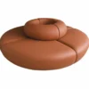 Casa Padrino Luxus Sofa Braun Ø 240 x H. 72 cm - Rundes Modulares Kunstleder Sofa