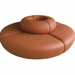 Casa Padrino Luxus Sofa Braun Ø 240 x H. 72 cm - Rundes Modulares Kunstleder Sofa