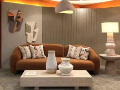 Casa Padrino Luxus Sofa Braun / Naturfarben 260 x 100 x H. 100 cm - Wohnzimmer Sofa - Hotel Sofa - Wohnzimmer Möbel - Hotel Möbel - Luxus Möbel - Luxus Einrichtung