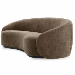 Casa Padrino Luxus Sofa Braun / Schwarz 235 cm - Gebogenes Wohnzimmer Sofa