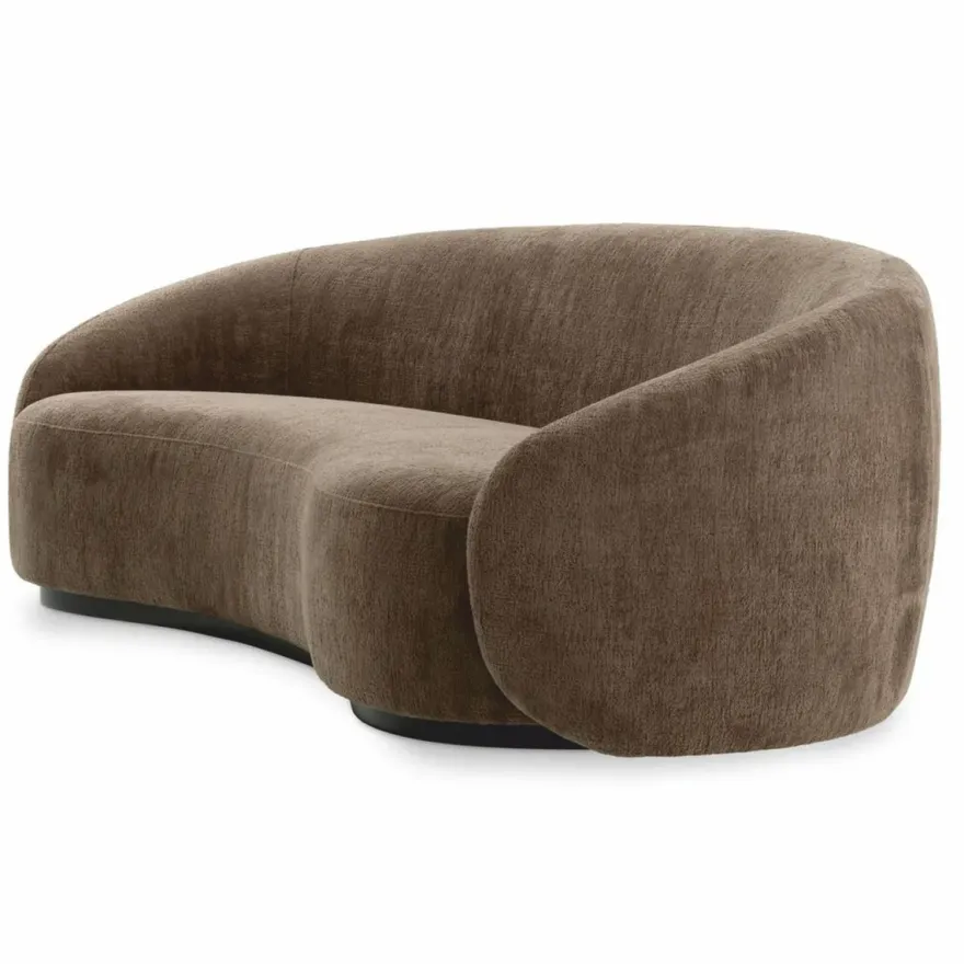 Casa Padrino Luxus Sofa Braun / Schwarz 235 cm - Gebogenes Wohnzimmer Sofa