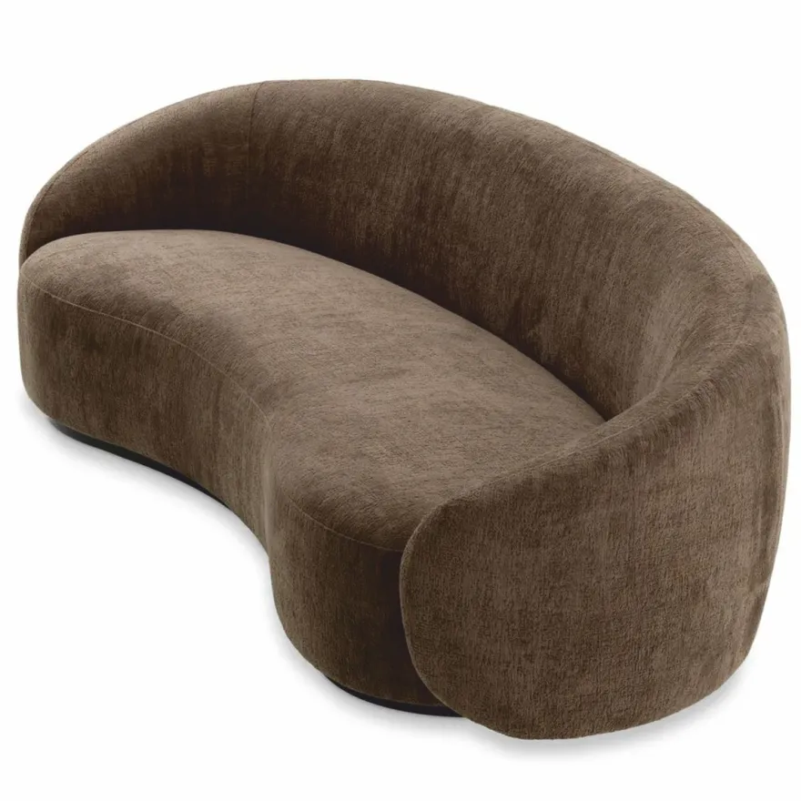 Casa Padrino Luxus Sofa Braun / Schwarz 235 cm - Gebogenes Wohnzimmer Sofa
