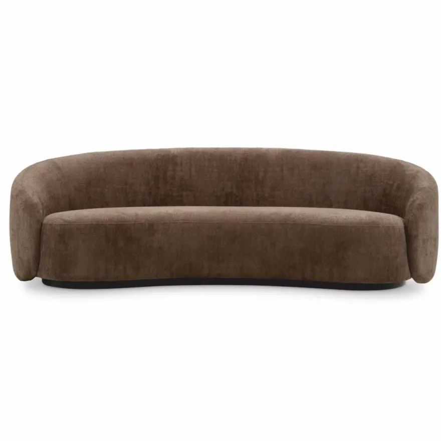 Casa Padrino Luxus Sofa Braun / Schwarz 235 cm - Gebogenes Wohnzimmer Sofa
