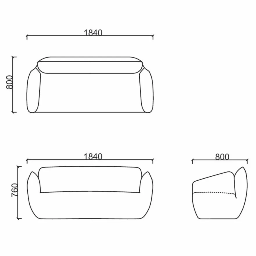 Casa Padrino Luxus Sofa 184 cm - Verschiedene Farben - Hotel & Büro Möbel