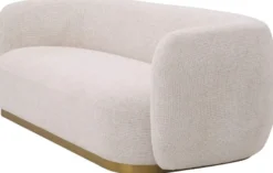 Casa Padrino Luxus Sofa Creme / Messing 223 x 96 x H. 71 cm - Wohnzimmer Sofa - Hotel Sofa - Wohnzimmer Möbel - Hotel Möbel - Luxus Möbel - Luxus Einrichtung - Wohnzimmer Einrichtung