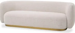 Casa Padrino Luxus Sofa Creme / Messing 223 x 96 x H. 71 cm - Wohnzimmer Sofa - Hotel Sofa - Wohnzimmer Möbel - Hotel Möbel - Luxus Möbel - Luxus Einrichtung - Wohnzimmer Einrichtung