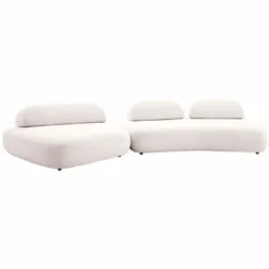 Casa Padrino Luxus Sofa Cremeweiß / Schwarz - Modulares 2-Teiliges Wohnzimmer Sofa