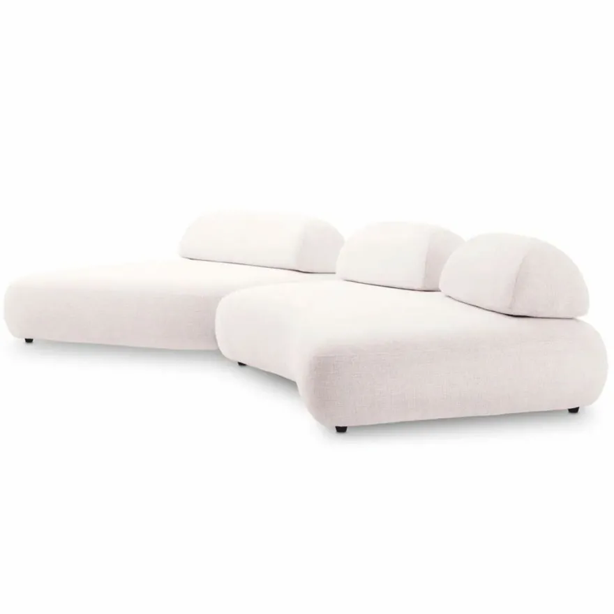 Casa Padrino Luxus Sofa Cremeweiß / Schwarz - Modulares 2-Teiliges Wohnzimmer Sofa