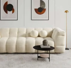 Casa Padrino Luxus Sofa Creme 235 x 75 x H. 100 cm - Wohnzimmer Sofa - Hotel Sofa - Wohnzimmer Möbel - Hotel Möbel - Luxus Möbel - Luxus Einrichtung - Wohnzimmer Einrichtung