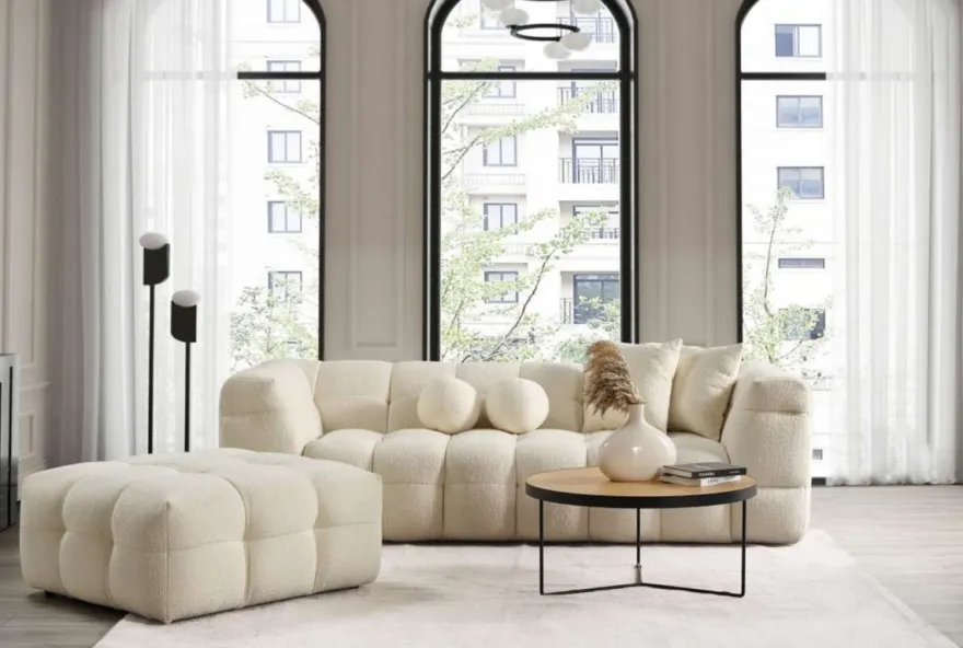 Casa Padrino Luxus Sofa Creme 235 x 75 x H. 100 cm - Wohnzimmer Sofa - Hotel Sofa - Wohnzimmer Möbel - Hotel Möbel - Luxus Möbel - Luxus Einrichtung - Wohnzimmer Einrichtung