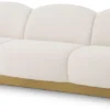 Casa Padrino Luxus Sofa Creme / Messing 230 x 81 x H. 76 cm - Wohnzimmer Sofa - Hotel Sofa - Luxus Qualität