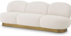 Casa Padrino Luxus Sofa Creme / Messing 230 x 81 x H. 76 cm - Wohnzimmer Sofa - Hotel Sofa - Luxus Qualität