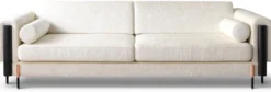 Casa Padrino Luxus Sofa Cremeweiß / Matt Schwarz / Kupfer 260 x 107 x H. 78 cm - Wohnzimmer Sofa - Hotel Sofa - Wohnzimmer Möbel - Hotel Möbel - Luxus Möbel - Luxus Einrichtung