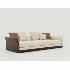 Casa Padrino Luxus Sofa Creme / Dunkelbraun 215 cm - Wohnzimmer & Hotel Möbel
