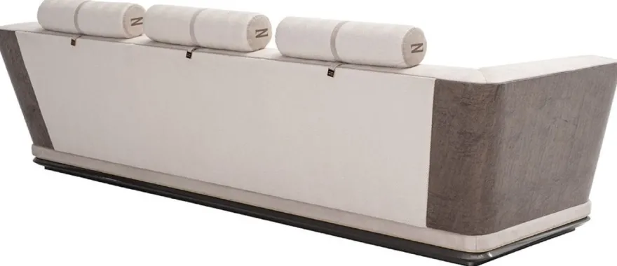 Casa Padrino Luxus Sofa Creme / Grau / Gold 280 x 98 x H. 85 cm - Wohnzimmer Sofa - Hotel Sofa - Wohnzimmer Möbel - Wohnzimmer Einrichtung - Hotel Möbel - Luxus Möbel - Luxus Einrichtung