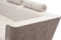 Casa Padrino Luxus Sofa Creme / Grau / Gold 280 x 98 x H. 85 cm - Wohnzimmer Sofa - Hotel Sofa - Wohnzimmer Möbel - Wohnzimmer Einrichtung - Hotel Möbel - Luxus Möbel - Luxus Einrichtung