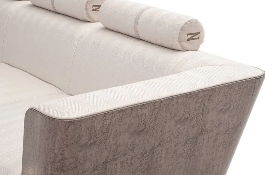 Casa Padrino Luxus Sofa Creme / Grau / Gold 280 x 98 x H. 85 cm - Wohnzimmer Sofa - Hotel Sofa - Wohnzimmer Möbel - Wohnzimmer Einrichtung - Hotel Möbel - Luxus Möbel - Luxus Einrichtung
