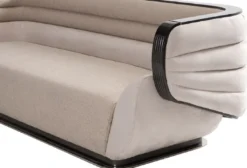 Casa Padrino Luxus Sofa Creme / Grau / Schwarz / Gold 275 x 95 x H. 80 cm - Wohnzimmer Sofa - Hotel Sofa - Wohnzimmer Möbel - Wohnzimmer Einrichtung - Hotel Möbel - Luxus Möbel - Luxus Einrichtung