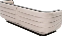 Casa Padrino Luxus Sofa Creme / Grau / Schwarz / Gold 275 x 95 x H. 80 cm - Wohnzimmer Sofa - Hotel Sofa - Wohnzimmer Möbel - Wohnzimmer Einrichtung - Hotel Möbel - Luxus Möbel - Luxus Einrichtung