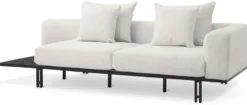 Casa Padrino Luxus Sofa Creme / Bronze 233 x 104 x H. 60,5 cm - Modernes Wohnzimmer Sofa Rechte Seite - Hotel Sofa - Luxus Qualität