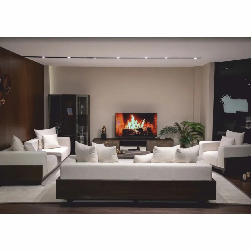 Casa Padrino Luxus Sofa Creme / Dunkelbraun 260 cm - Wohnzimmer & Hotel Möbel