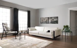 Casa Padrino Luxus Sofa Cremeweiß / Matt Schwarz / Kupfer 220 x 107 x H. 78 cm - Wohnzimmer Sofa - Hotel Sofa - Wohnzimmer Möbel - Hotel Möbel - Luxus Möbel - Luxus Einrichtung