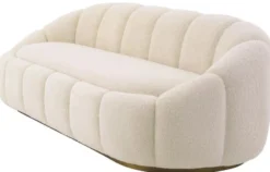 Casa Padrino Luxus Sofa Creme / Messing 230 x 80 x H. 71 cm - Wohnzimmer & Hotel Sofa - Wohnzimmer & Hotel Möbel - Luxus Qualität