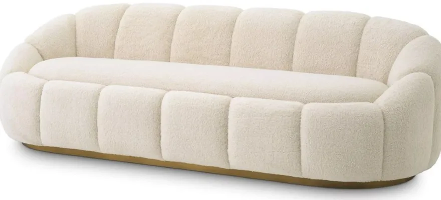 Casa Padrino Luxus Sofa Creme / Messing 230 x 80 x H. 71 cm - Wohnzimmer & Hotel Sofa - Wohnzimmer & Hotel Möbel - Luxus Qualität
