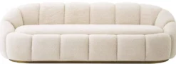 Casa Padrino Luxus Sofa Creme / Messing 230 x 80 x H. 71 cm - Wohnzimmer & Hotel Sofa - Wohnzimmer & Hotel Möbel - Luxus Qualität