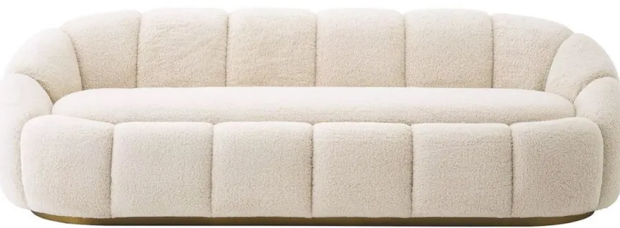 Casa Padrino Luxus Sofa Creme / Messing 230 x 80 x H. 71 cm - Wohnzimmer & Hotel Sofa - Wohnzimmer & Hotel Möbel - Luxus Qualität