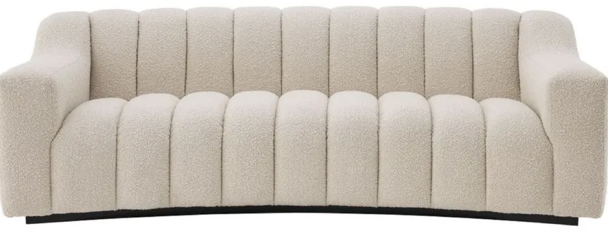 Casa Padrino Luxus Sofa Creme / Schwarz 234 x 96 x H. 76,5 cm - Leicht gebogenes Wohnzimmer Sofa - Hotel Sofa - Luxus Qualität