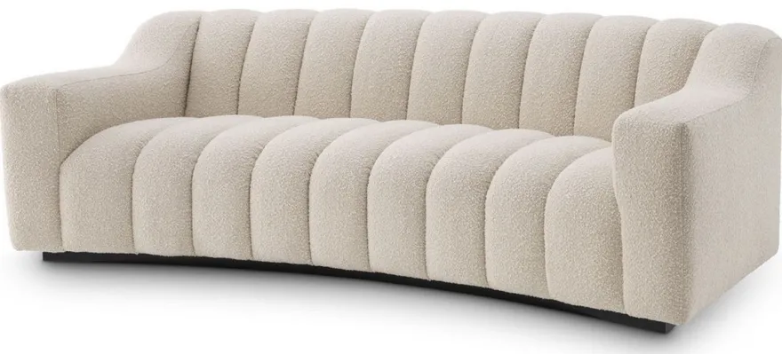 Casa Padrino Luxus Sofa Creme / Schwarz 234 x 96 x H. 76,5 cm - Leicht gebogenes Wohnzimmer Sofa - Hotel Sofa - Luxus Qualität