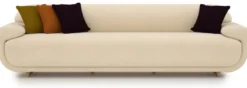 Casa Padrino Luxus Sofa Creme / Beige 250 x 105 x H. 70 cm - Wohnzimmer Sofa - Hotel Sofa - Wohnzimmer Möbel - Hotel Möbel - Luxus Möbel - Luxus Einrichtung - Wohnzimmer Einrichtung