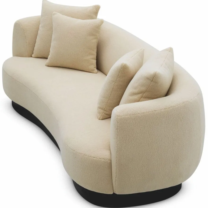 Casa Padrino Luxus Sofa Creme / Schwarz 250 cm - Wohnzimmer & Hotel Möbel