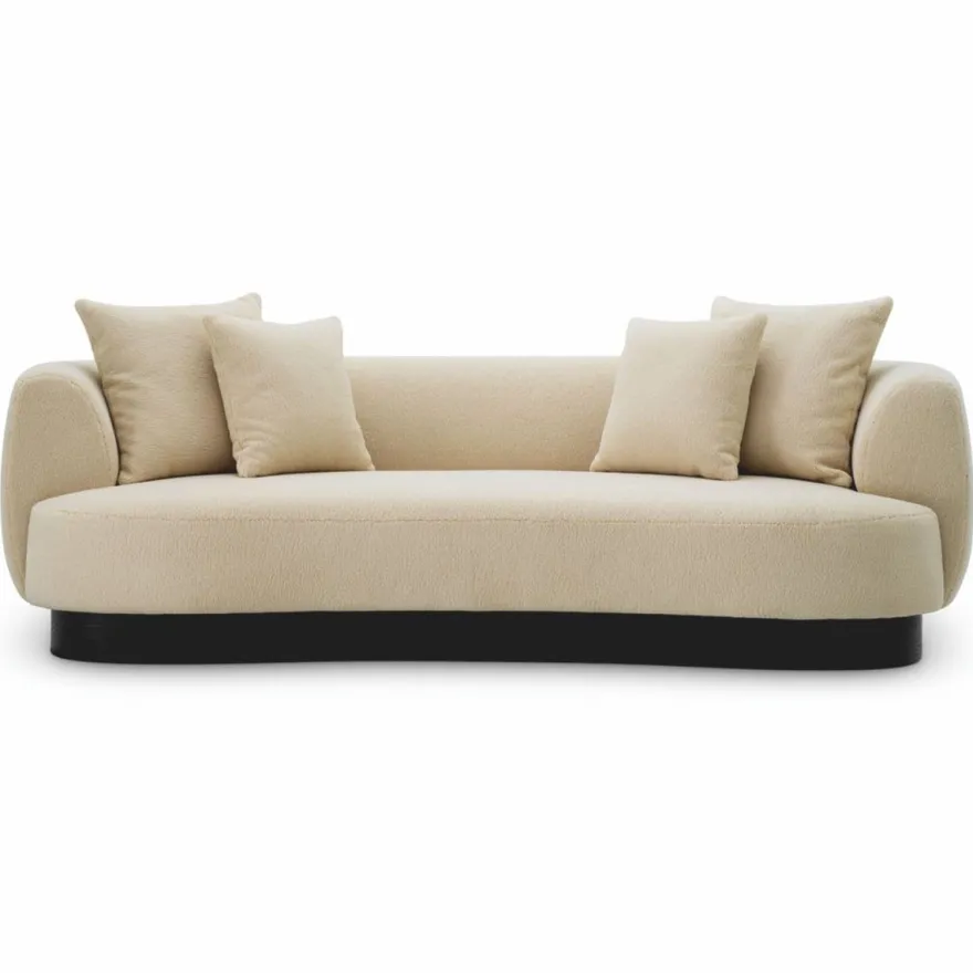 Casa Padrino Luxus Sofa Creme / Schwarz 250 cm - Wohnzimmer & Hotel Möbel