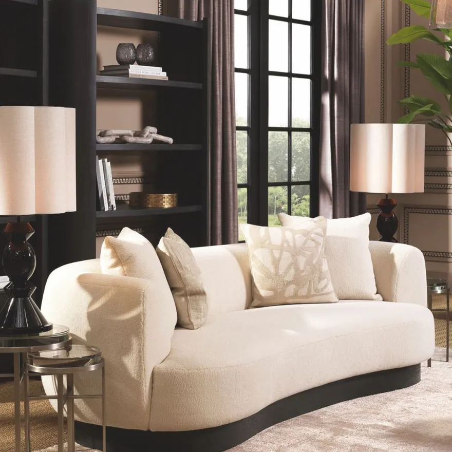 Casa Padrino Luxus Sofa Creme / Schwarz 250 cm - Wohnzimmer & Hotel Möbel
