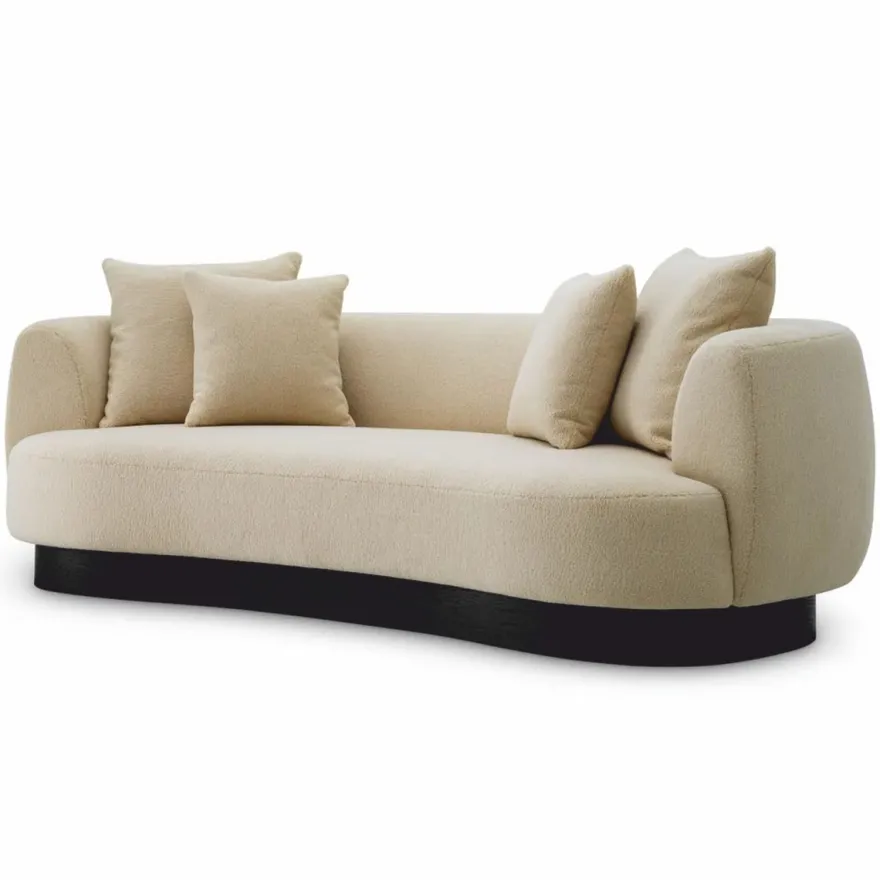 Casa Padrino Luxus Sofa Creme / Schwarz 250 cm - Wohnzimmer & Hotel Möbel