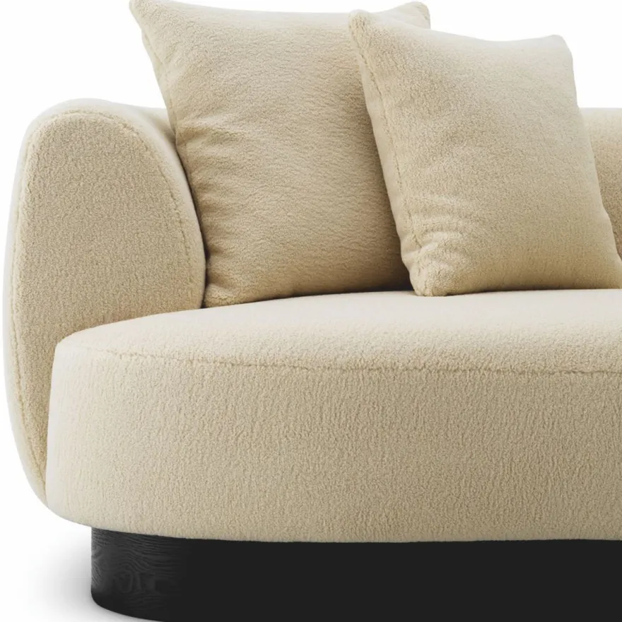 Casa Padrino Luxus Sofa Creme / Schwarz 250 cm - Wohnzimmer & Hotel Möbel