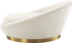 Casa Padrino Luxus Sofa Cremefarben / Messing Ø 147 x H. 74 cm - Rundes Wohnzimmer Sofa - Rundsofa - Wohnzimmer Möbel