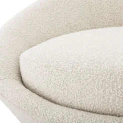 Casa Padrino Luxus Sofa Cremefarben / Messing Ø 147 x H. 74 cm - Rundes Wohnzimmer Sofa - Rundsofa - Wohnzimmer Möbel