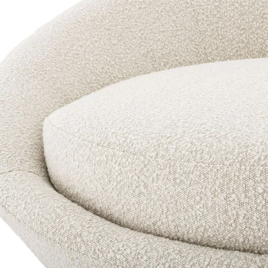 Casa Padrino Luxus Sofa Cremefarben / Messing Ø 147 x H. 74 cm - Rundes Wohnzimmer Sofa - Rundsofa - Wohnzimmer Möbel
