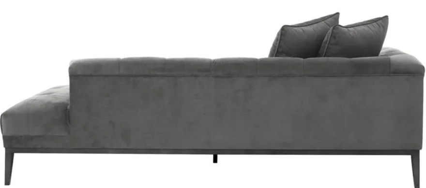 Casa Padrino Luxus Sofa Dunkelgrau Linksseitig 220 x 96 x H. 66 cm - Hotel Möbel