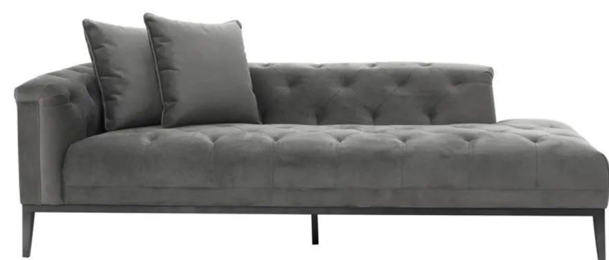 Casa Padrino Luxus Sofa Dunkelgrau Linksseitig 220 x 96 x H. 66 cm - Hotel Möbel