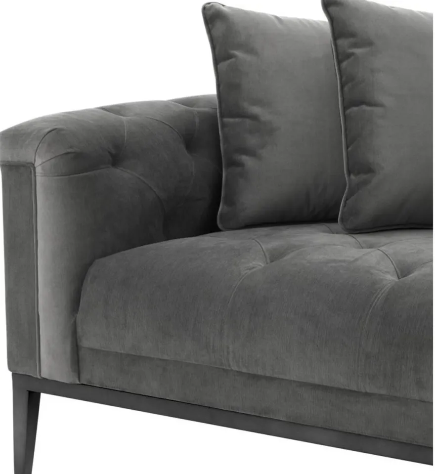 Casa Padrino Luxus Sofa Dunkelgrau Linksseitig 220 x 96 x H. 66 cm - Hotel Möbel