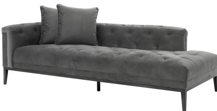Casa Padrino Luxus Sofa Dunkelgrau Linksseitig 220 x 96 x H. 66 cm - Hotel Möbel