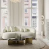 Casa Padrino Luxus Sofa Elfenbein 250 x 120 x H. 76 cm - Gebogenes Wohnzimmer Sofa - Hotel Sofa - Wohnzimmer Möbel - Hotel Möbel - Luxus Möbel - Luxus Einrichtung - Wohnzimmer Einrichtung